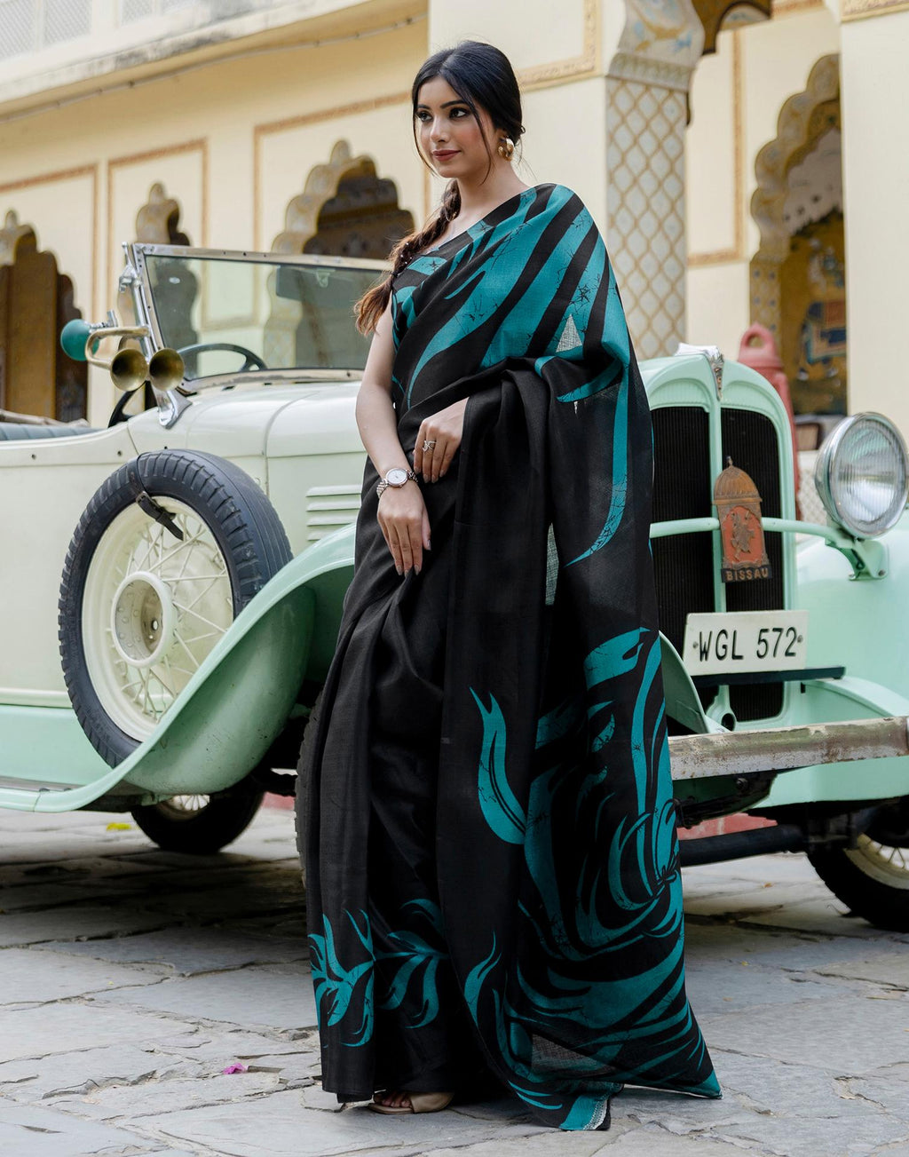 Black Khadi Printed Saree