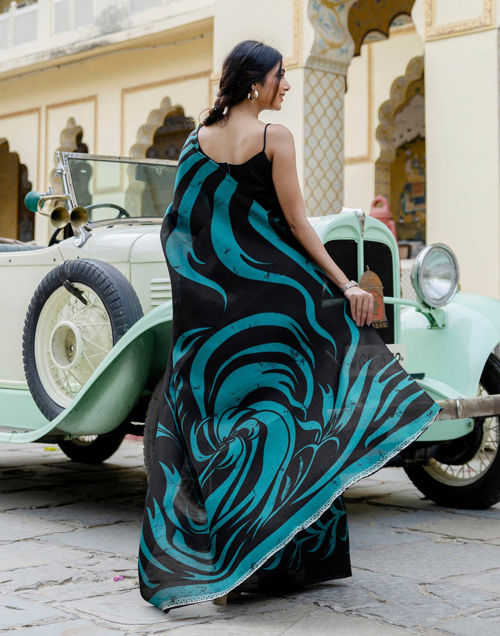 Black Khadi Printed Saree