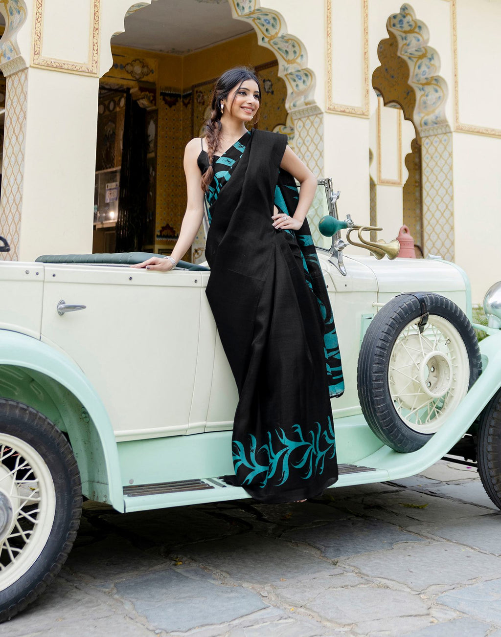 Black Khadi Printed Saree