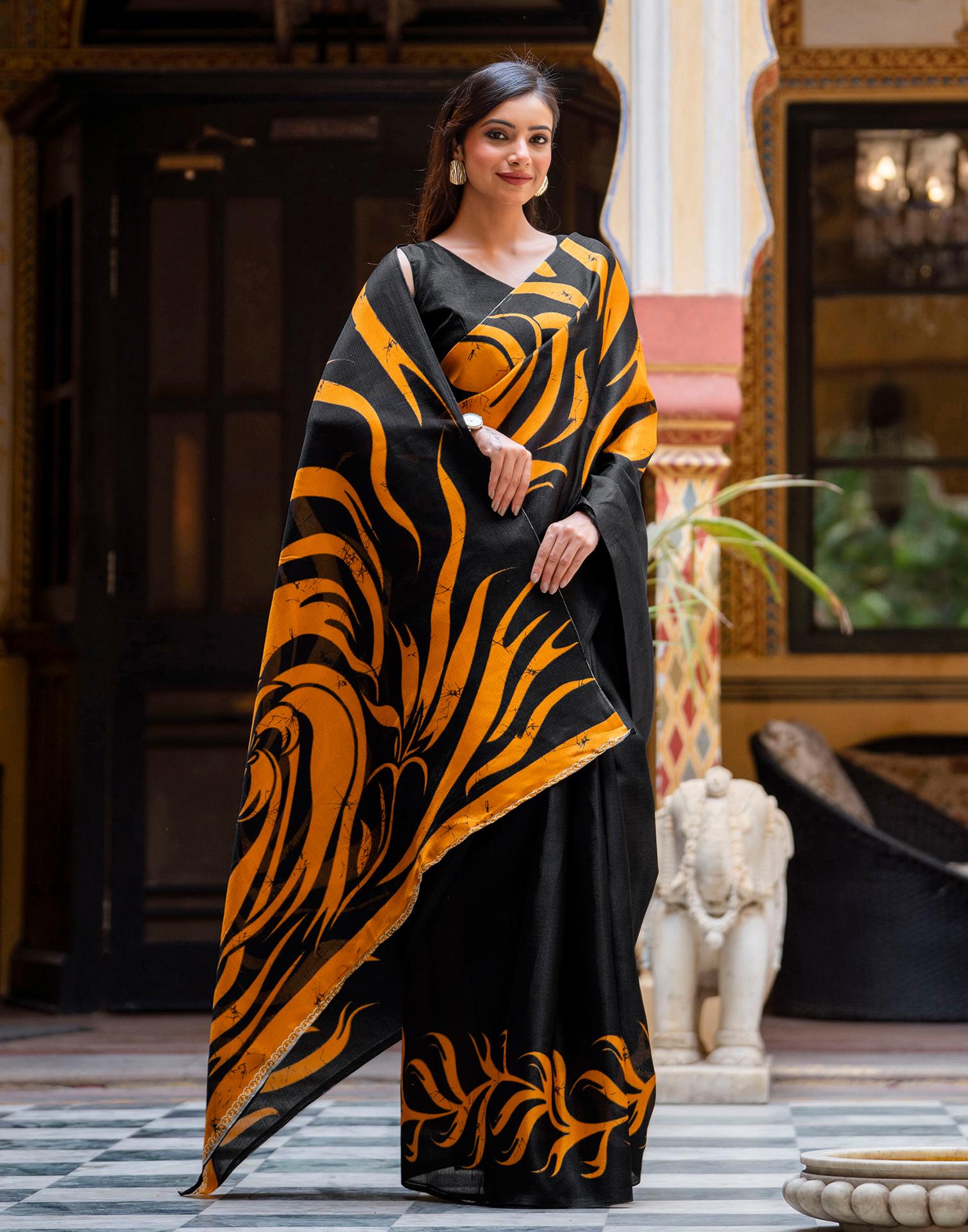 Black Khadi Printed Saree