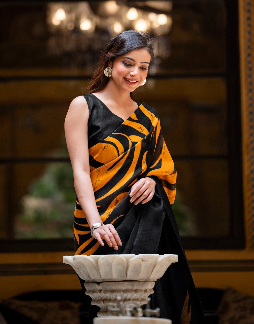 Black Khadi Printed Saree