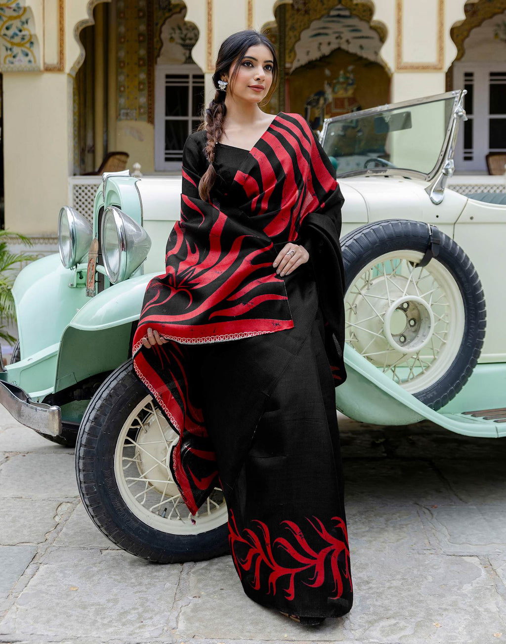 Black Khadi Printed Saree