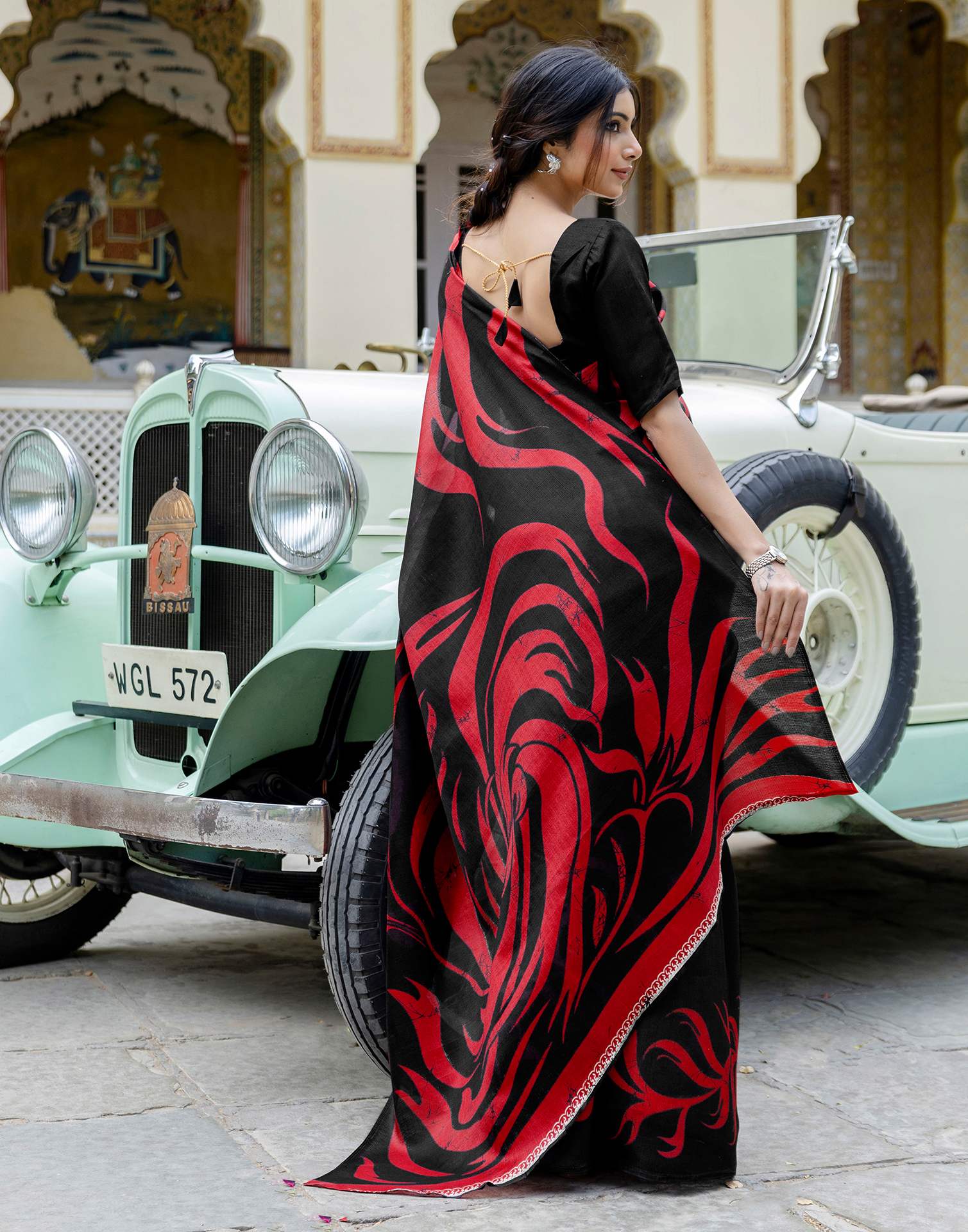 Black Khadi Printed Saree