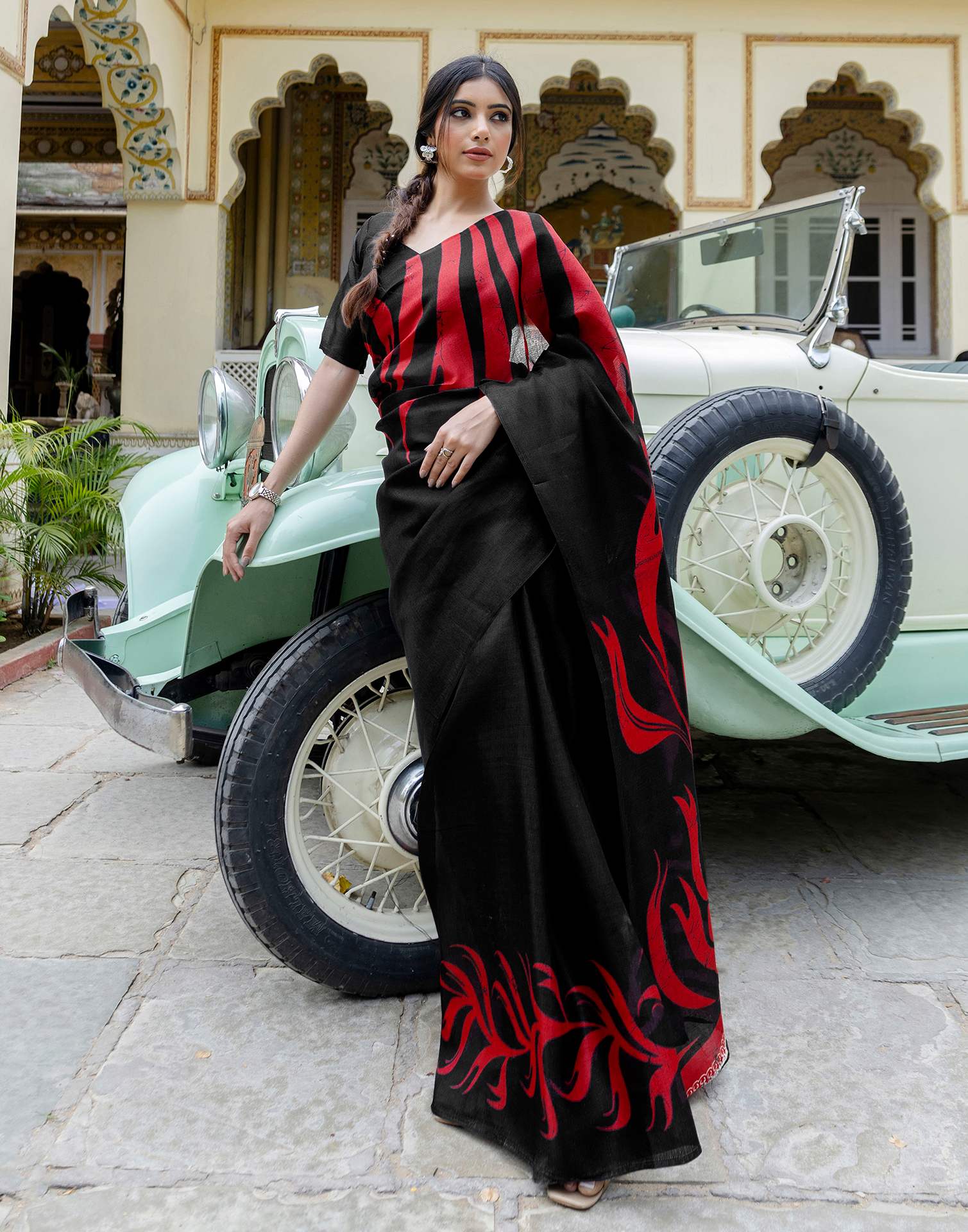 Black Khadi Printed Saree