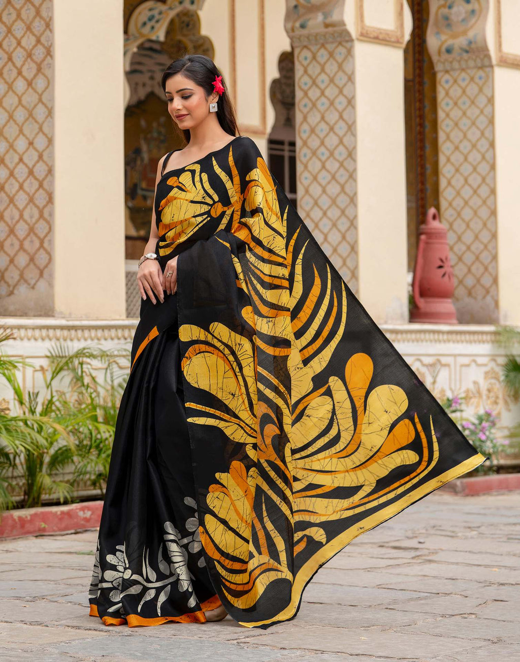 Black Khadi Printed Saree
