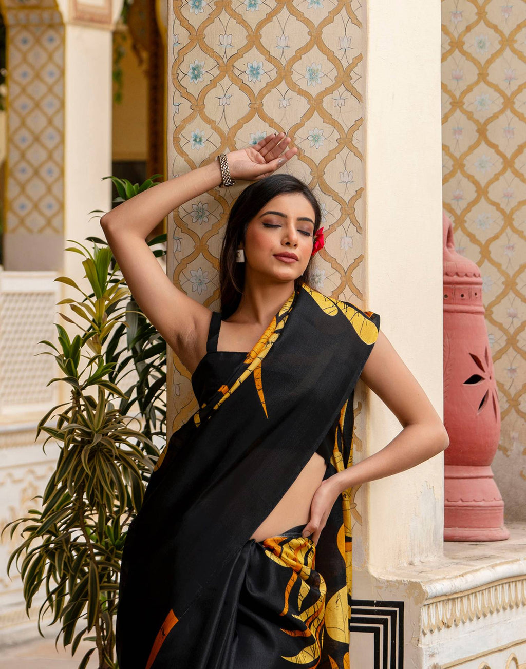 Black Khadi Printed Saree