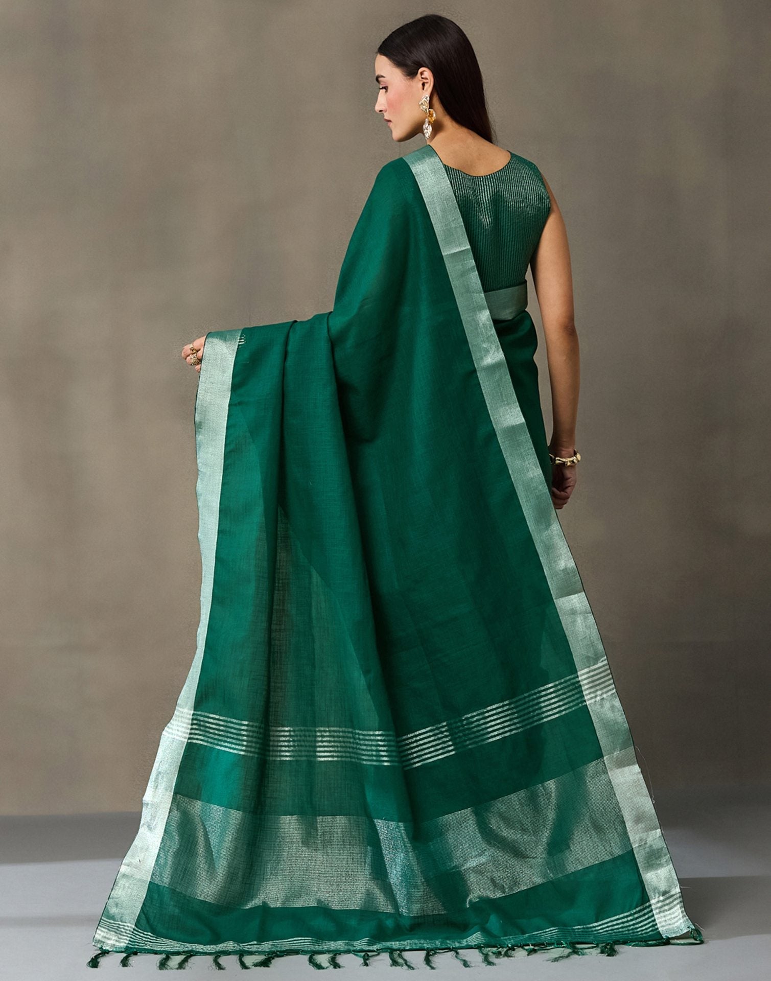Green Cotton Woven Saree