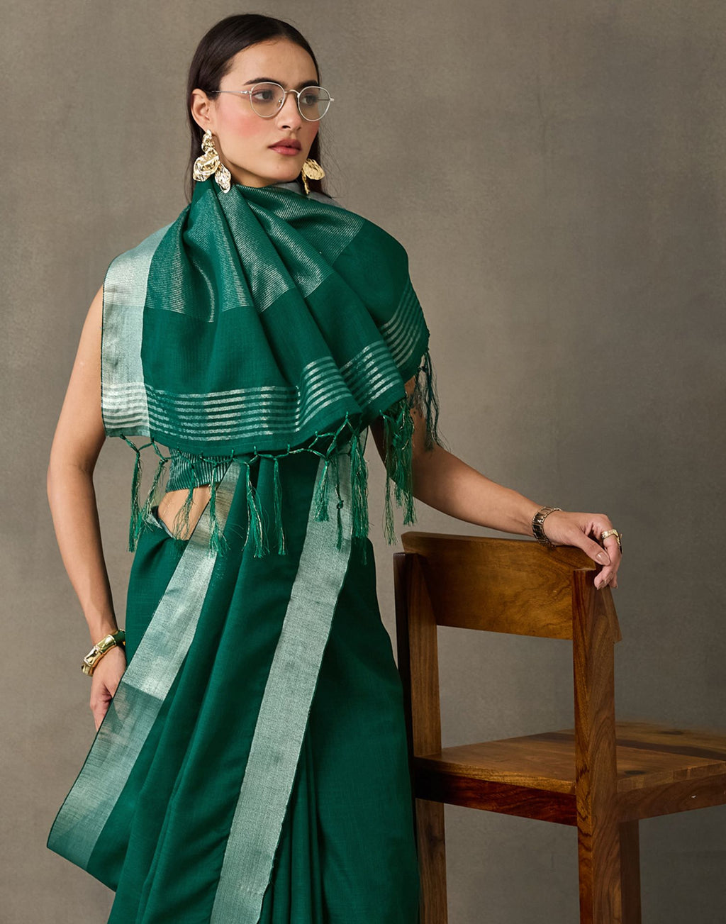 Green Cotton Woven Saree