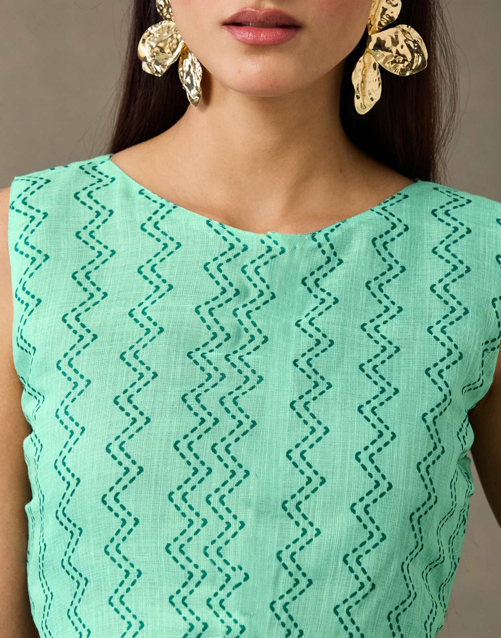 Light Mint Green Linen Printed Saree