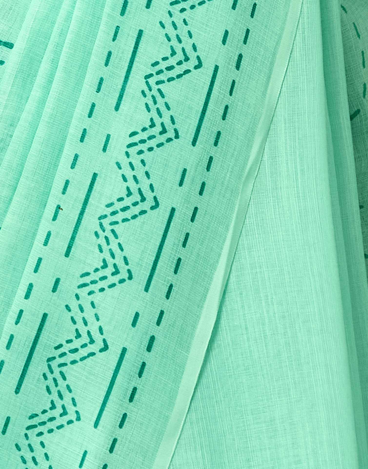 Light Mint Green Linen Printed Saree