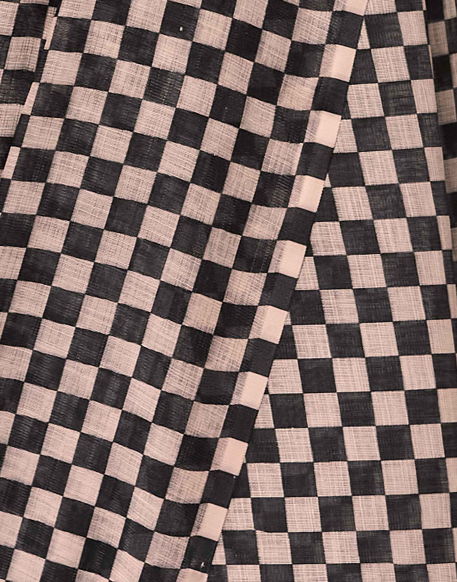 Black Linen Checkered Printed Saree