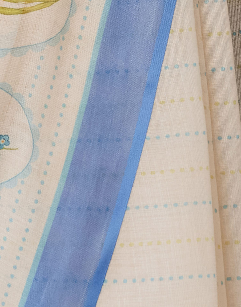 Cream Linen Printed Saree