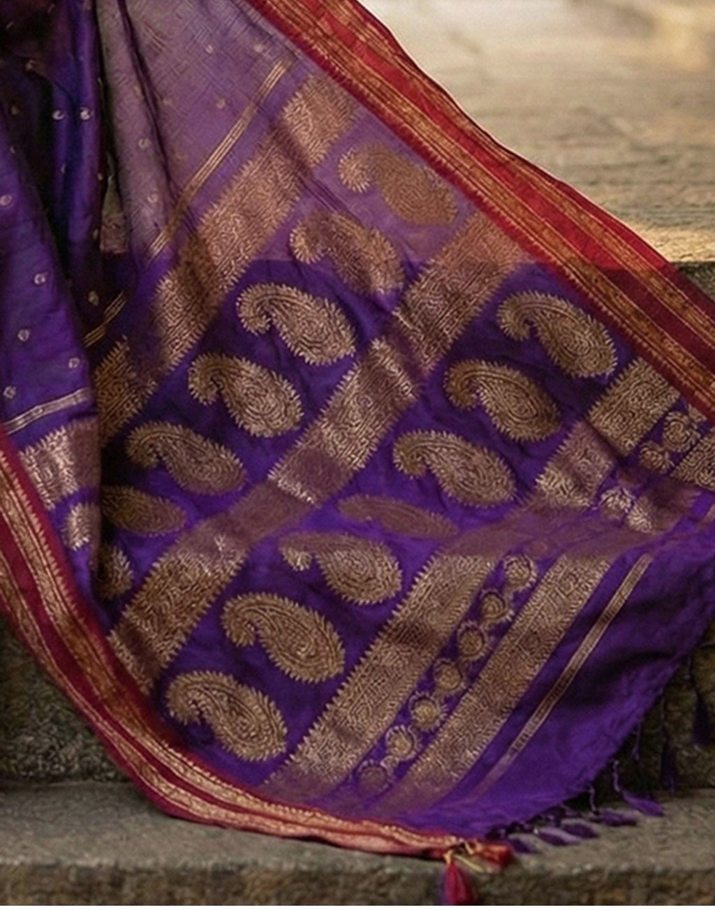 Purple Silk Woven Kanjivaram Saree