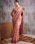 Peach Cotton Woven Saree