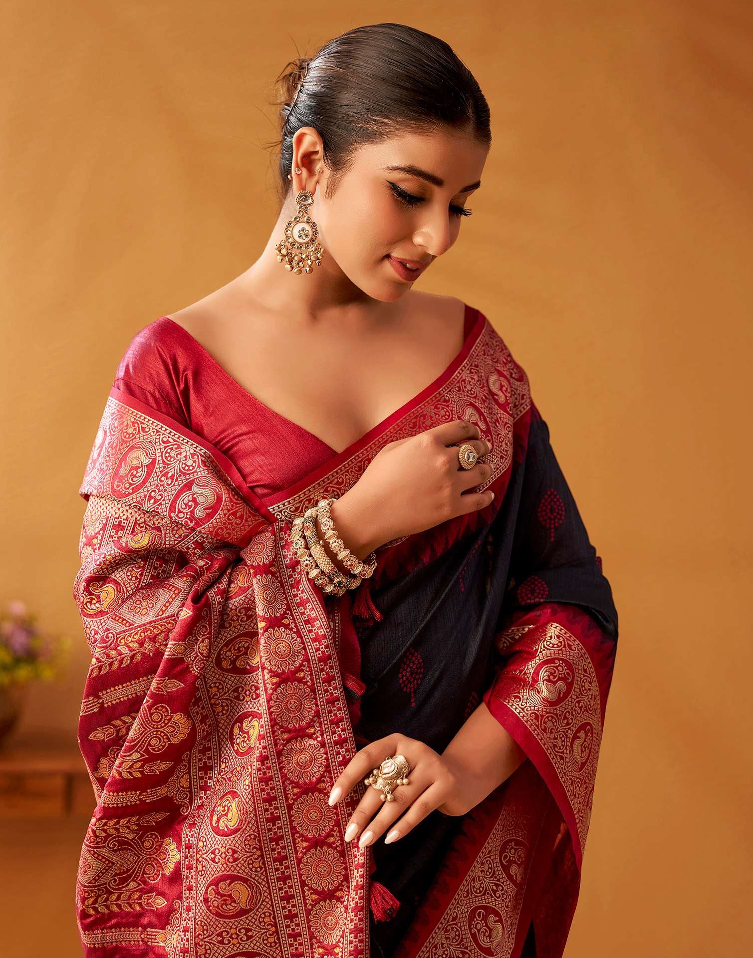 Black Silk Woven Kanjivaram Saree