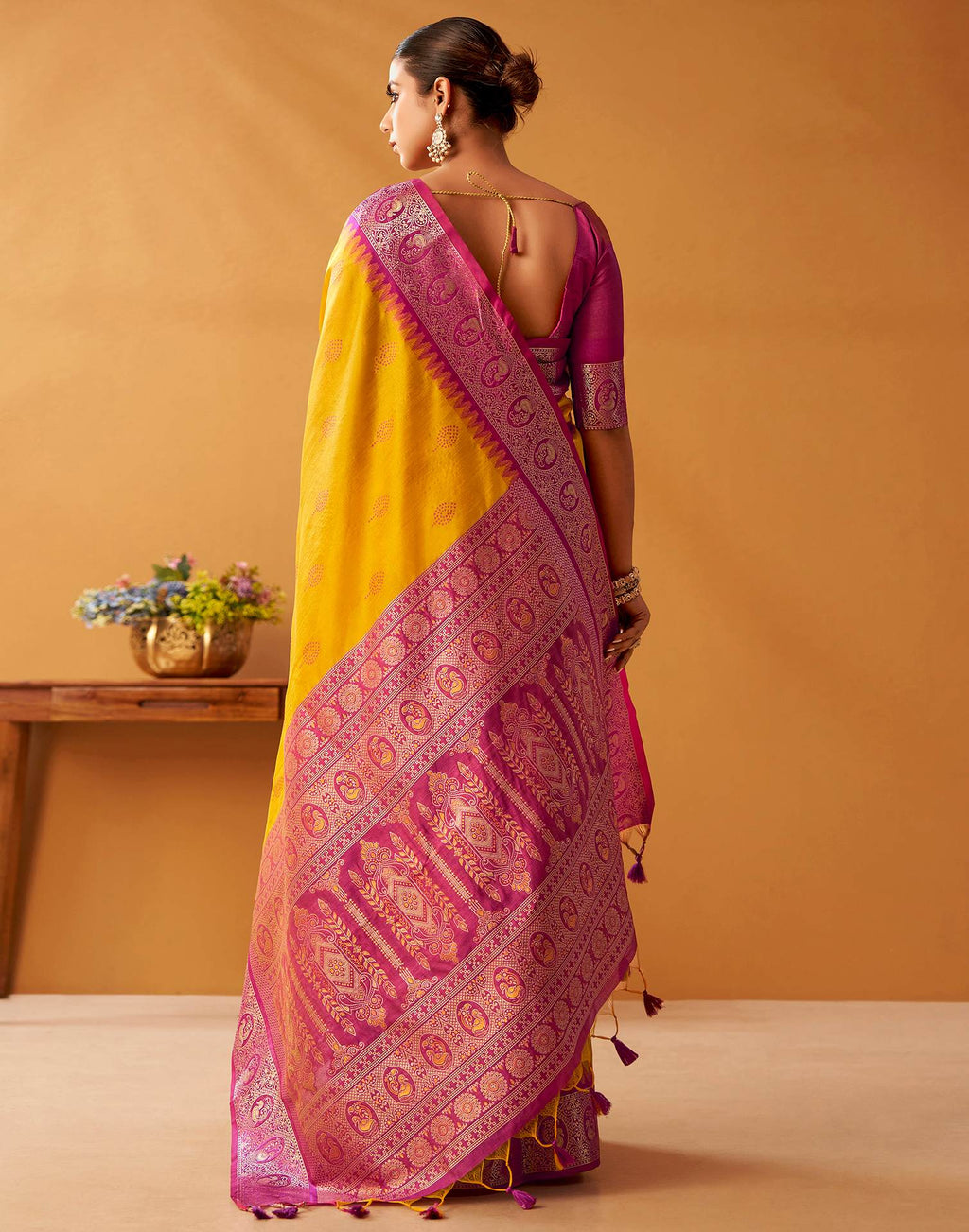 Yellow Silk Woven Kanjivaram Saree