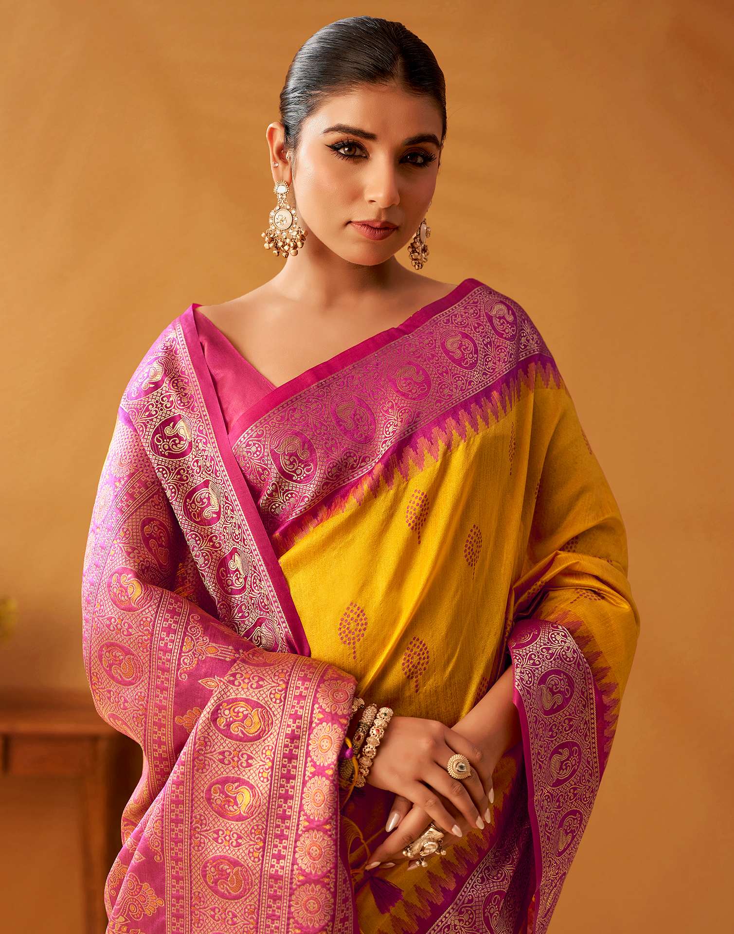 Yellow Silk Woven Kanjivaram Saree