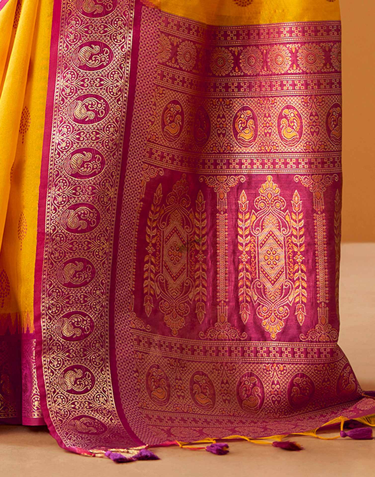 Yellow Silk Woven Kanjivaram Saree