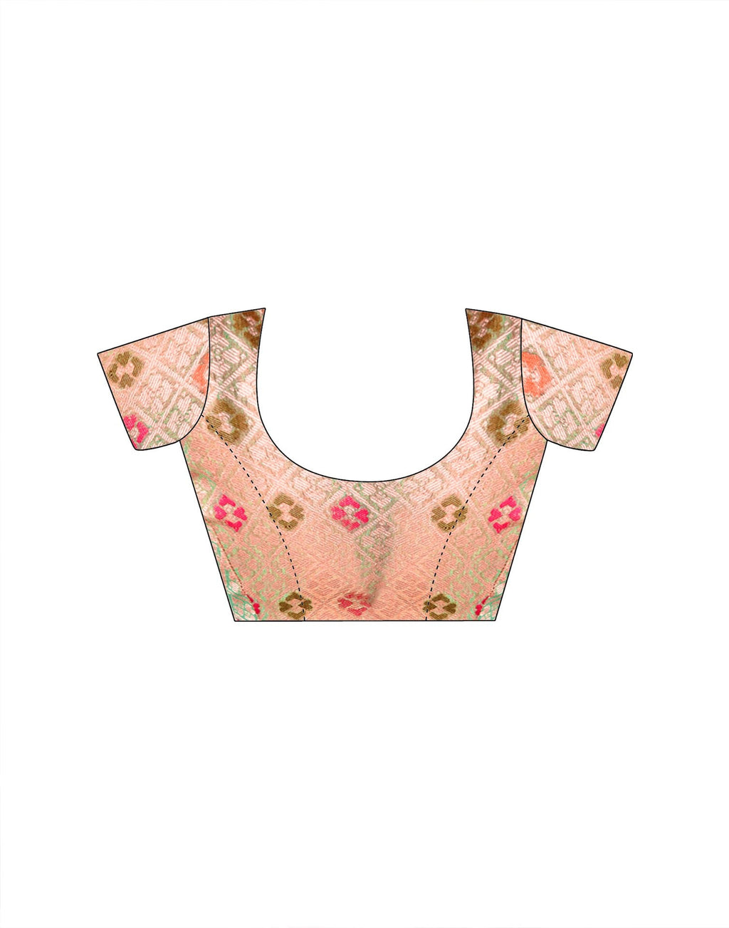 Peach Tissue Silk Woven Floral Saree